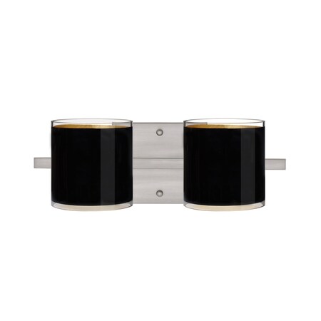 Besa Lighting Pogo Vanity, Black/Inner Gold, Satin Nickel Finish, 2x50W Halogen 2WS-7180GF-SN